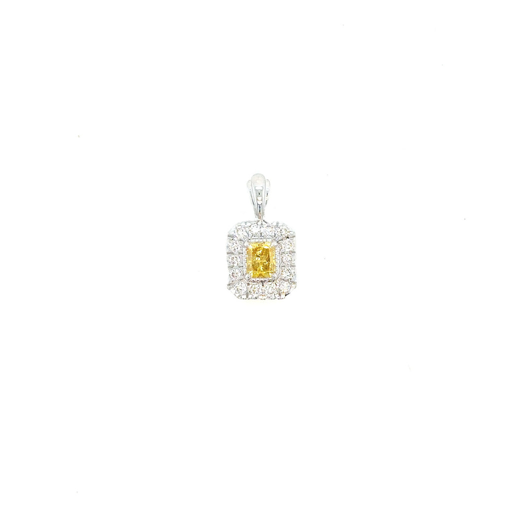 pendant - 0.30 yellow diamond - 18k white gold