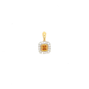 pendant - 0.30 golden orange diamond - 18k white gold