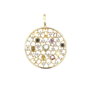 pendant - greenish diamond - 18k yellow gold