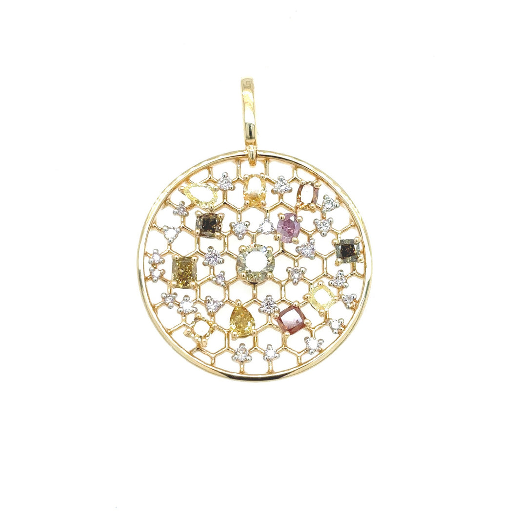 pendant - greenish diamond - 18k yellow gold