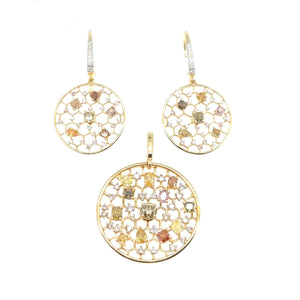 Earrings - 0.26 greenish diamond - 18k yellow gold