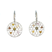 Load image into Gallery viewer, Earrings - greenish diamond - 18k white gold
