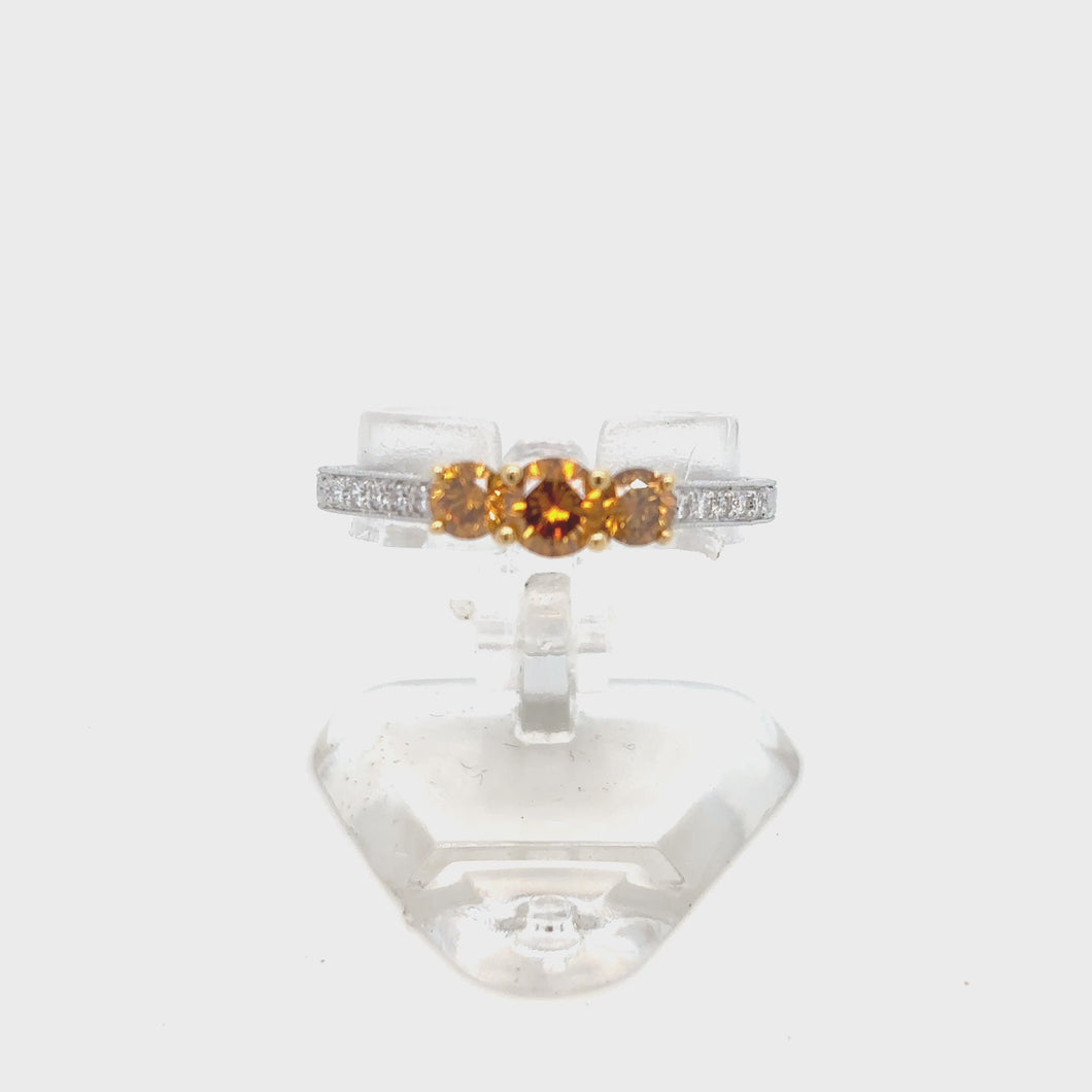 golden orange diamond stackable ring