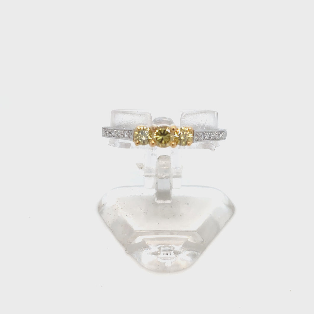 green yellow diamond stackable ring