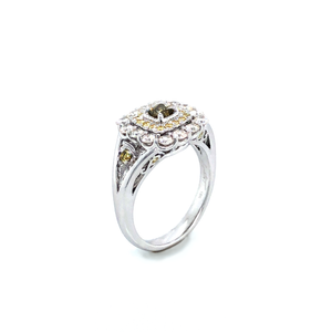 Ring - 0.21ct Fancy Brownish Greenish Yellow Diamond - 18K White Gold