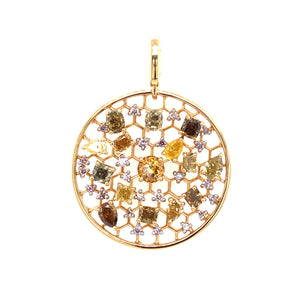 Pendant - Golden Yellow Diamond & Fancy Coloured Diamond - 18K Yellow Gold