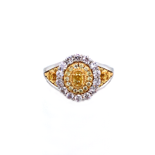 Load image into Gallery viewer, Ring - 0.22ct Fancy Intense Yellow Diamond - 18K White &amp; Yellow Gold
