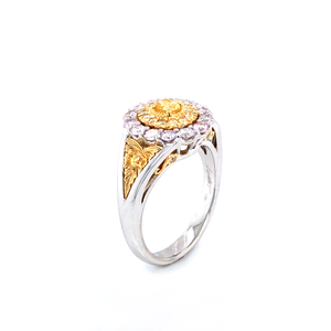 Ring - 0.22ct Fancy Intense Yellow Diamond - 18K White & Yellow Gold