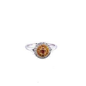 Ring - 0.11ct Orange Diamond - 18K White & Yellow Gold