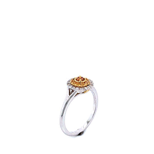 Ring - 0.11ct Orange Diamond - 18K White & Yellow Gold