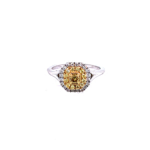 Ring - 0.17ct Green Diamond - 18K White & Yellow Gold