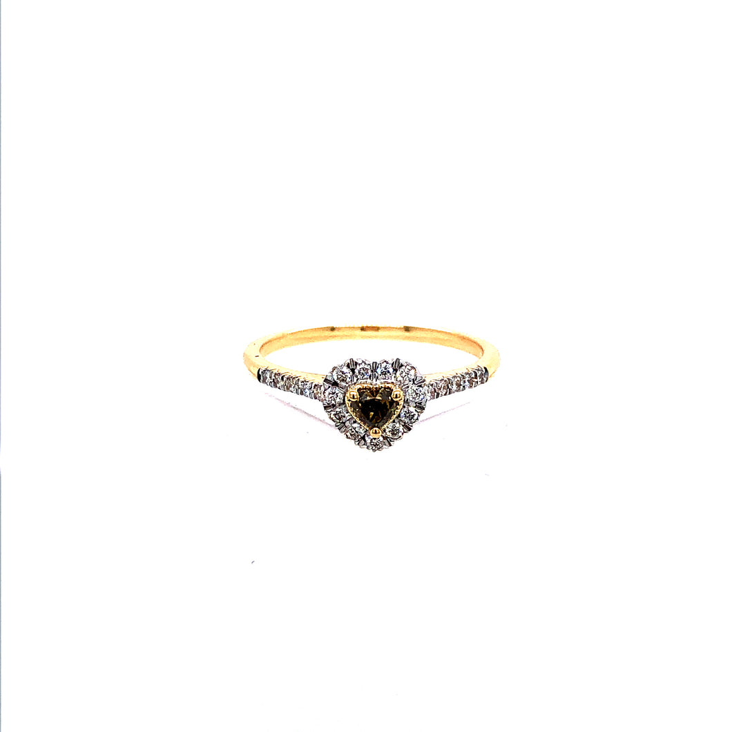 Ring - 0.15ct Green Diamond - 18K Yellow Gold