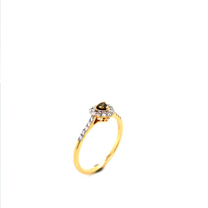 Ring - 0.15ct Green Diamond - 18K Yellow Gold