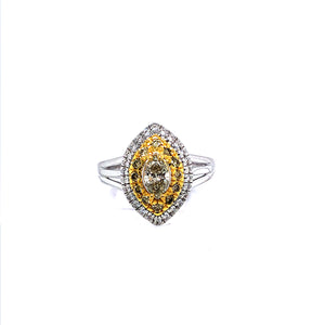 Ring - 0.43ct Fancy Grey Greenish Yellow Diamond - 18K White Gold