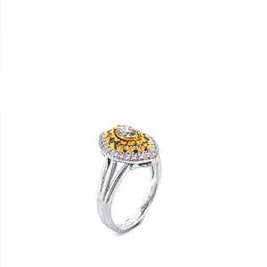 Ring - 0.43ct Fancy Grey Greenish Yellow Diamond - 18K White Gold