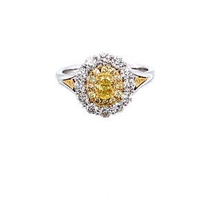 Ring - 0.30ct Fancy Intense Yellow Diamond - 18K White & Yellow Gold