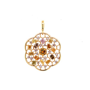 Pendant - Orange & Fancy Coloured Diamond - 18K Yellow Gold