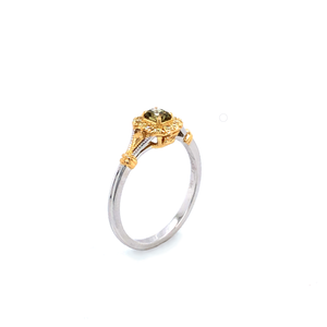 Ring - 0.25ct Green Diamond - 18K White & Yellow Gold