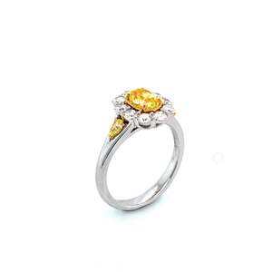 Ring - 1.05ct Fancy Intense Greenish Yellow Diamond - 18K White & Yellow Gold