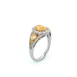 Ring - 1.00ct Fancy Intense Yellow Diamond - 18K White & Yellow Gold