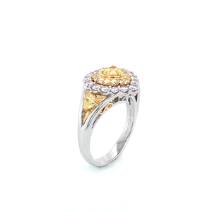 Ring - 0.38ct Fancy Intense Yellow Diamond - 18K White & Yellow Gold