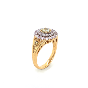 Ring - 0.39ct Fancy Light Grayish Greenish Yellow (Chameleon) Diamond - 18K Yellow Gold