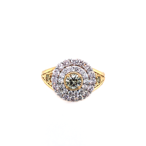 Ring - 0.39ct Fancy Light Grayish Greenish Yellow (Chameleon) Diamond - 18K Yellow Gold