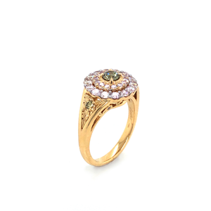 Ring - 0.28ct Fancy Grayish Greenish Yellow (Chameleon) Diamond - 18K Yellow Gold