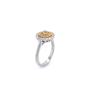 Ring - 0.38ct Fancy Yellow Diamond - 18K White & Yellow Gold