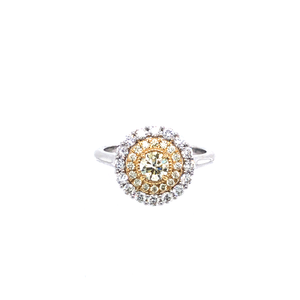 Ring - 0.38ct Fancy Yellow Diamond - 18K White & Yellow Gold