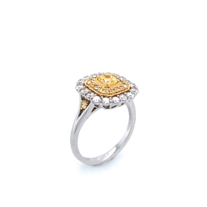 Ring - 0.39ct Fancy Yellow Diamond - 18K White & Yellow Gold