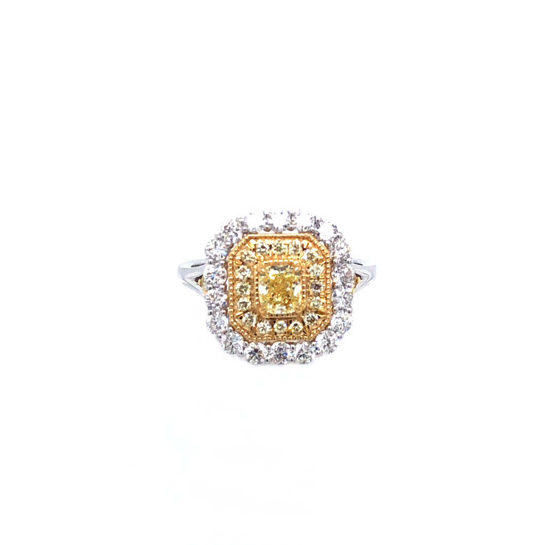 Ring - 0.39ct Fancy Yellow Diamond - 18K White & Yellow Gold