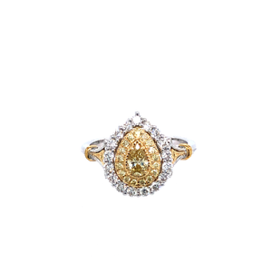 Ring - 0.24ct Fancy Yellow Diamond - 18K White & Yellow Gold