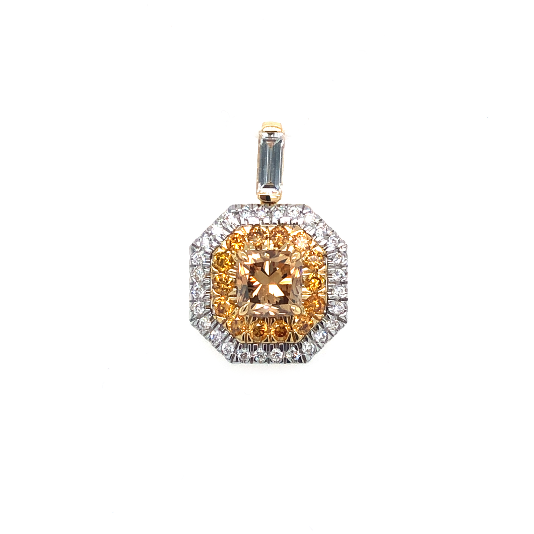 Pendant - 0.86ct Fancy Deep Brown-Yellow Diamond - 18K Yellow Gold