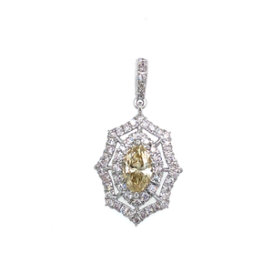 Pendant - 0.73ct Fancy Light Brownish Yellow Diamond - 18K White Gold