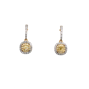 Earrings - 0.49ct Fancy Yellow Diamond - 18K Yellow Gold